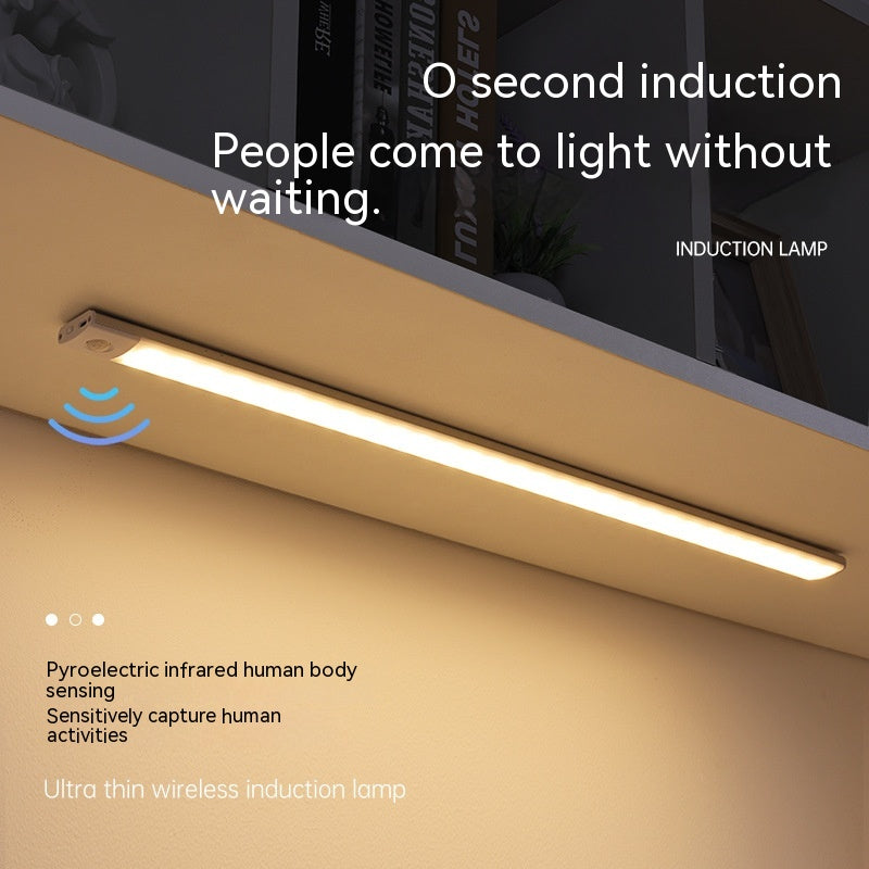 Smart Infrared Sensor Lamp Wireless Magnetic Long Cabinet Light With Rechargeable Hallway Wardrobe